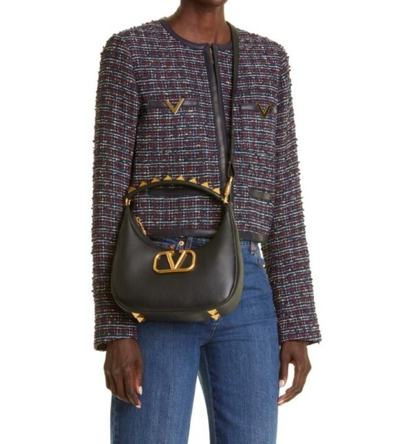 Valentino Garavani - Small Stud Sign VLOGO Leather Hobo Bag - Image 8
