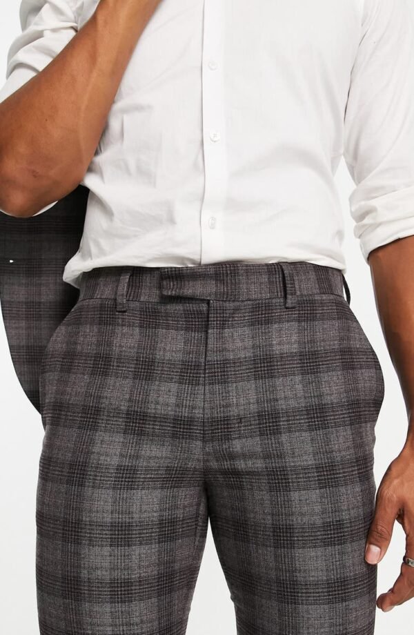 Topman - Check Skinny Suit Trousers - Image 4