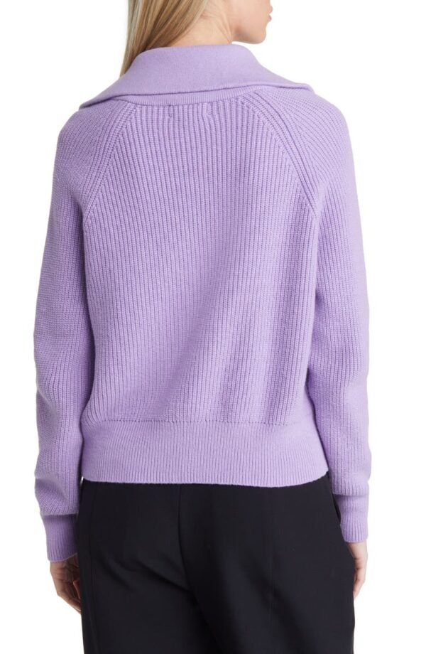 Open Edit - Half Zip Cotton Blend Rib Sweater - Image 9