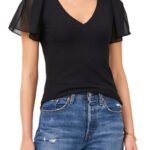 1.STATE – Flutter Sleeve Rib Knit T-Shirt