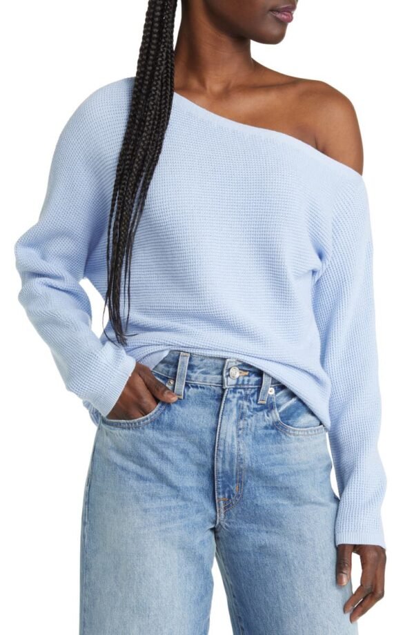 Treasure & Bond - One-Shoulder Thermal Knit Sweater
