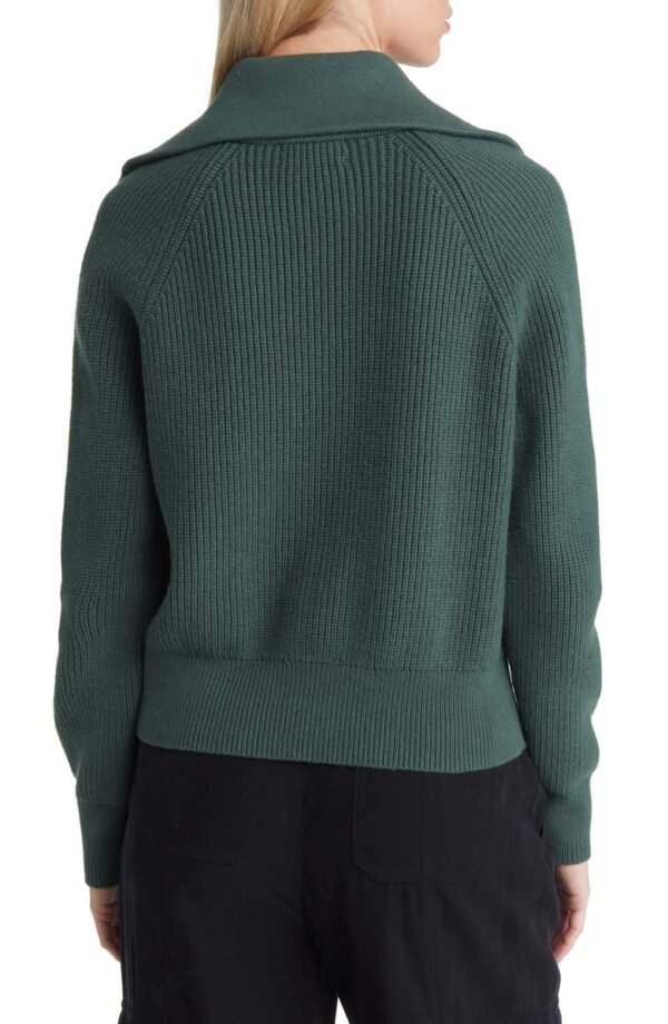 Open Edit - Half Zip Cotton Blend Rib Sweater - Image 14