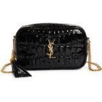 Saint Laurent – Mini Lou Croc Embossed Patent Leather Camera Bag
