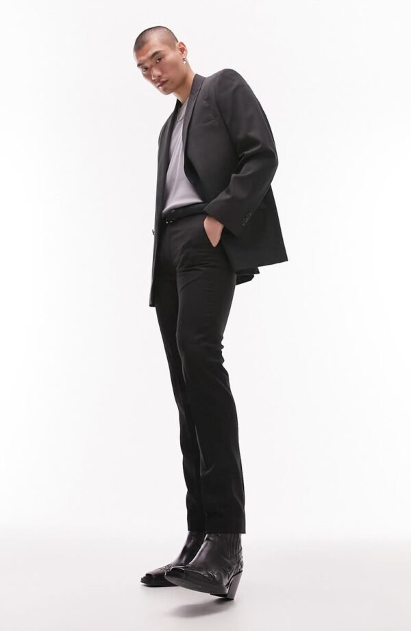 Topman - Skinny Fit Textured Dress Pants - Image 9