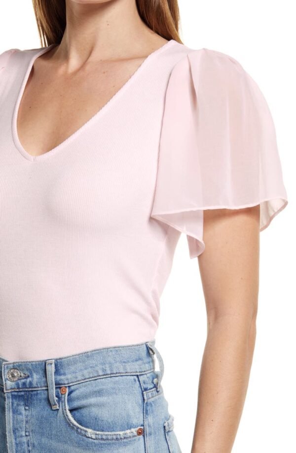 1.STATE - Flutter Sleeve Rib Knit T-Shirt - Image 7