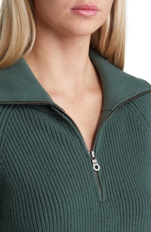 Open Edit - Half Zip Cotton Blend Rib Sweater - Image 12