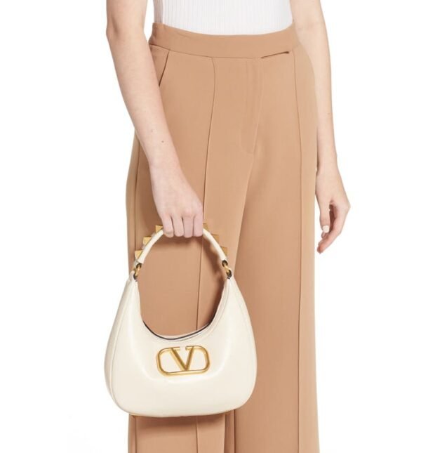 Valentino Garavani - Small Stud Sign VLOGO Leather Hobo Bag - Image 15