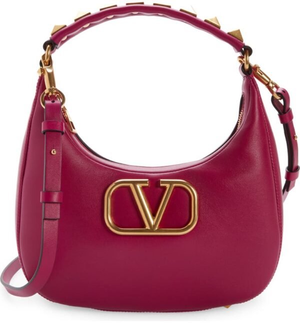Valentino Garavani - Small Stud Sign VLOGO Leather Hobo Bag - Image 7