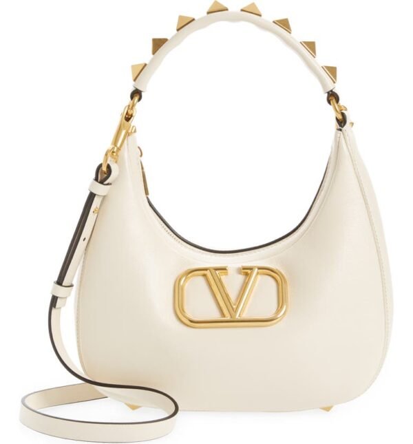 Valentino Garavani - Small Stud Sign VLOGO Leather Hobo Bag