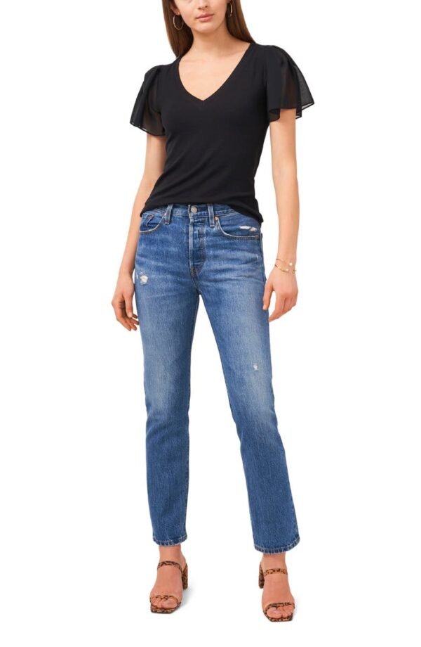 1.STATE - Flutter Sleeve Rib Knit T-Shirt - Image 15