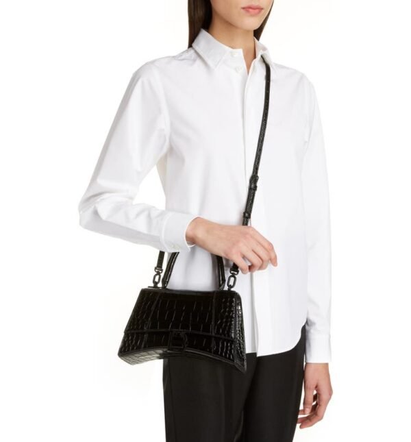 Balenciaga - Extra Small Hourglass Croc Embossed Leather Top Handle Bag - Image 4