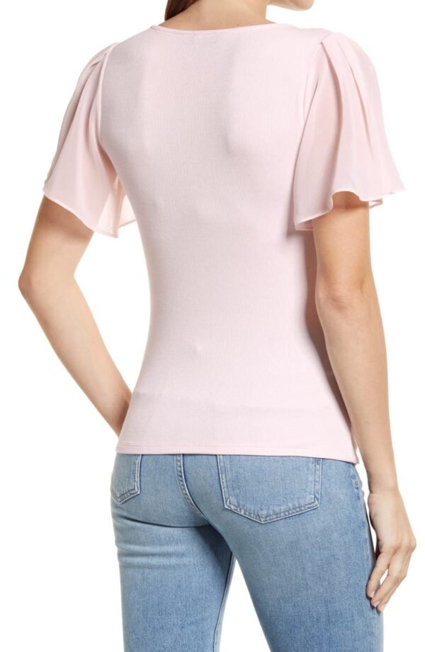 1.STATE - Flutter Sleeve Rib Knit T-Shirt - Image 9