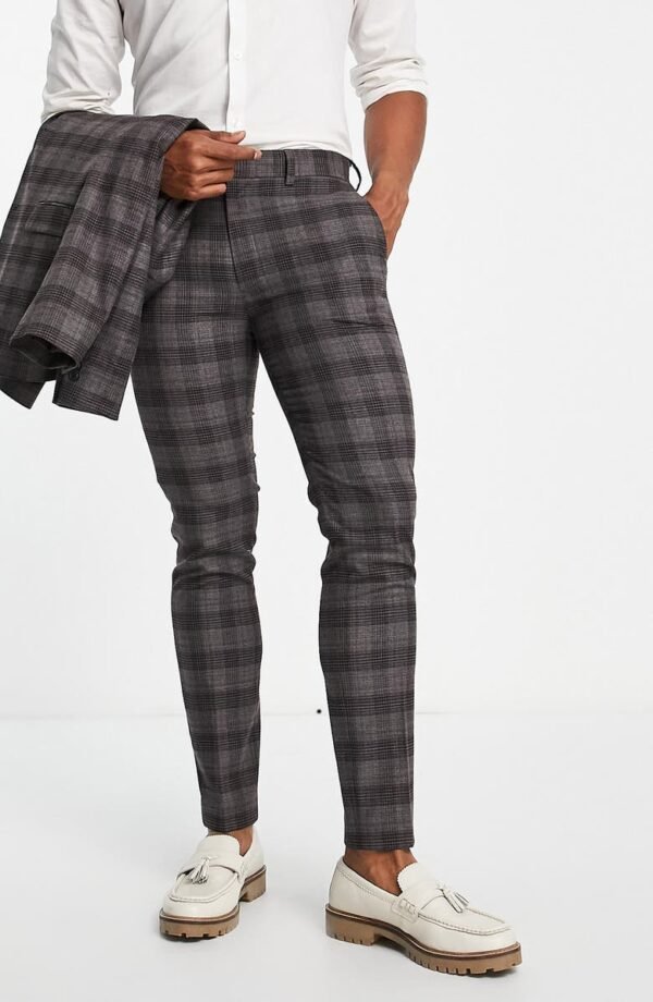 Topman - Check Skinny Suit Trousers