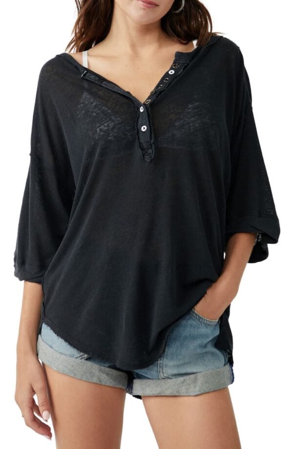Free People - Maribell Cotton & Linen Henley - Image 13