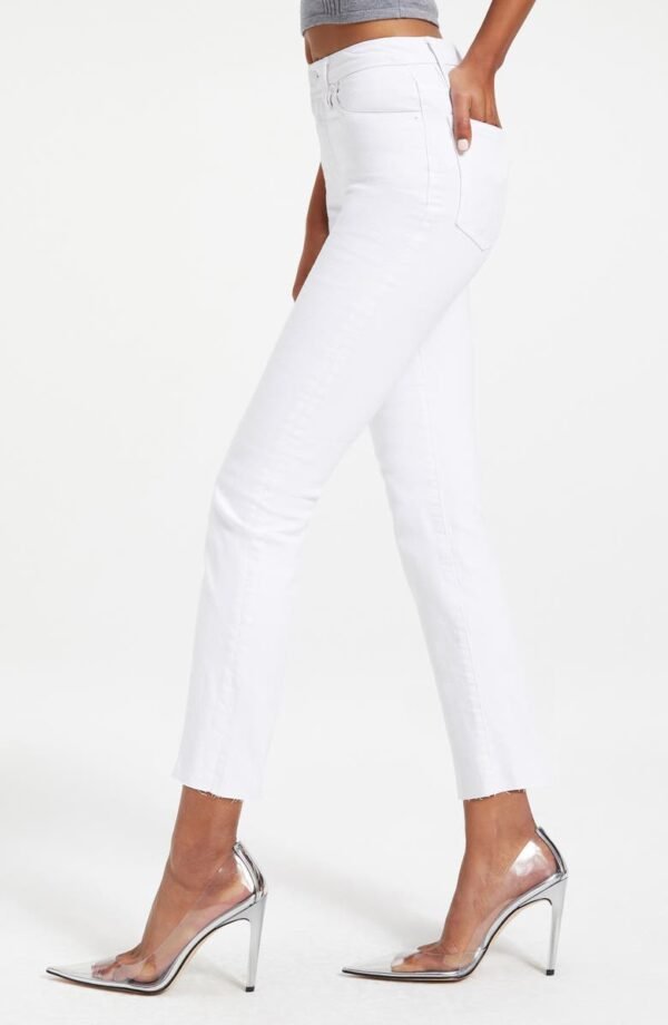 Good American - Good Straight High Waist Raw Hem Straight Leg Jeans - Image 6