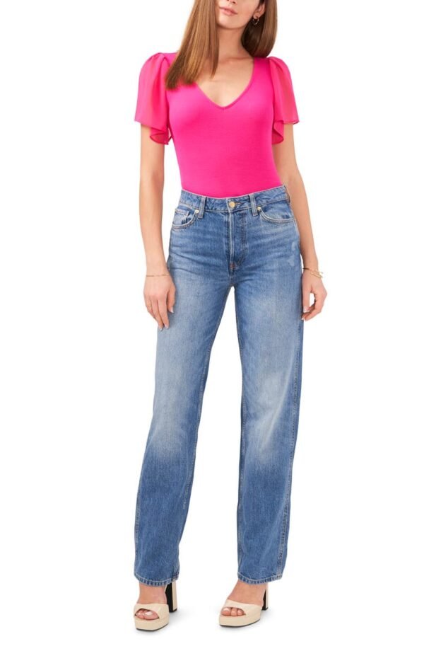 1.STATE - Flutter Sleeve Rib Knit T-Shirt - Image 2