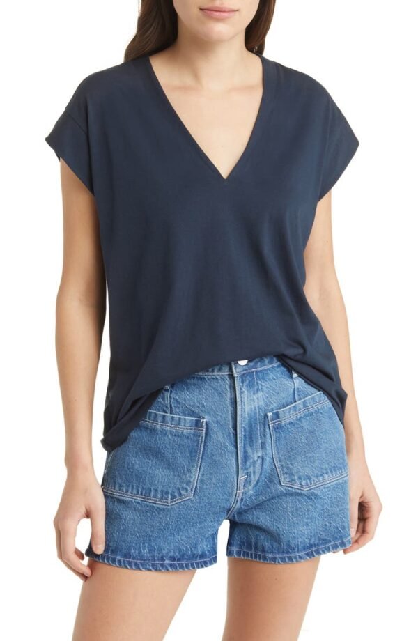 FRAME - Le Mid Rise V-Neck Tee - Image 26