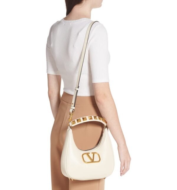 Valentino Garavani - Small Stud Sign VLOGO Leather Hobo Bag - Image 16