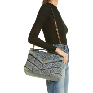 SAINT LAURENT – Medium Lou Quilted Denim Bag
