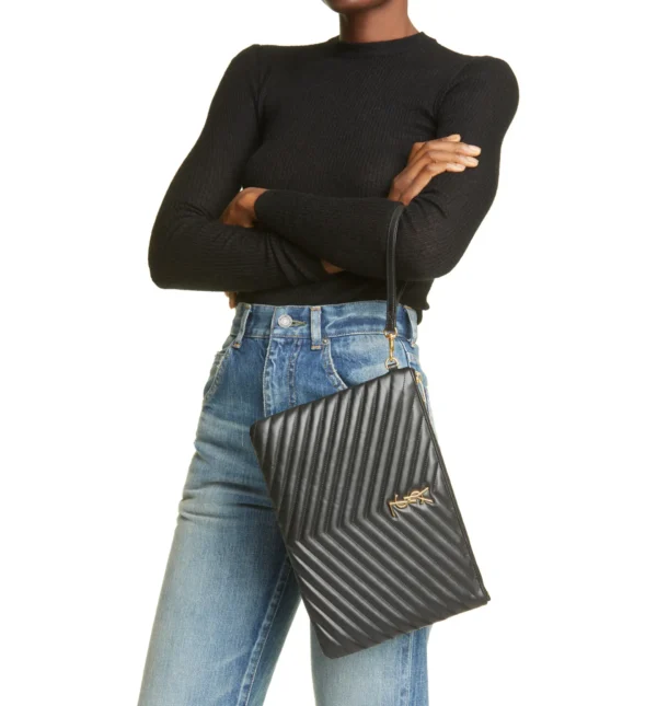 SAINT LAURENT - YSL Monogram Matelass? Leather Tablet Pouch - Image 3