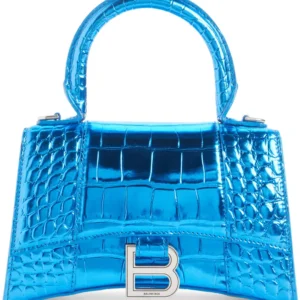 BALENCIAGA - Extra Small Hourglass Metallic Leather Top Handle Bag (GROUP BUY)