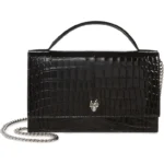 ALEXANDER MCQUEEN – Medium Skull Croc Embossed Leather Top Handle Bag (GROUP BUY)