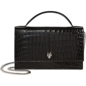 ALEXANDER MCQUEEN - Medium Skull Croc Embossed Leather Top Handle Bag (GROUP BUY)
