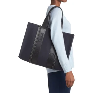 CHLO? – Large Woody Linen Canvas & Leather Tote