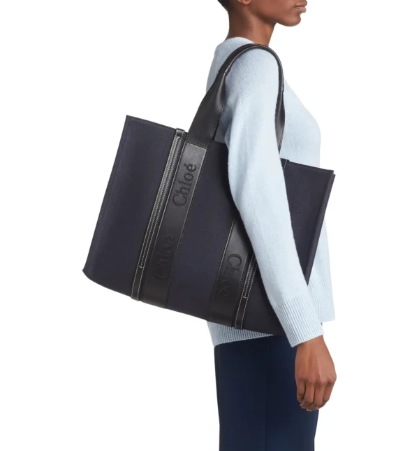 CHLO? - Large Woody Linen Canvas & Leather Tote - Image 2
