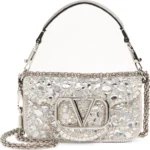 VALENTINO GARAVANI – Small VLOGO Crystal Embellished Leather Shoulder Bag (GROUP BUY)