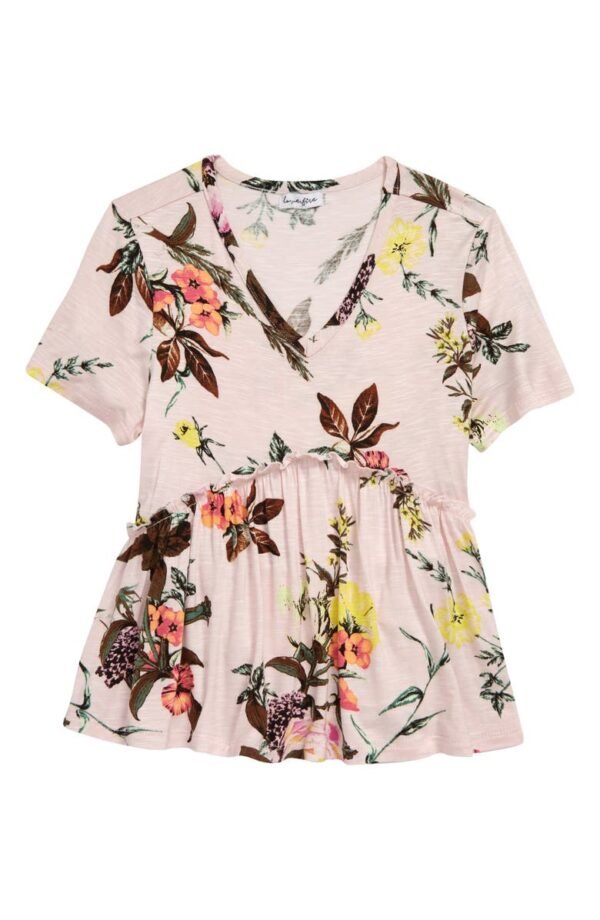Kids' Floral V-Neck Knit Top