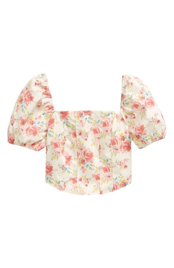 Freshman - Kids' Floral Puff Sleeve Cotton Top