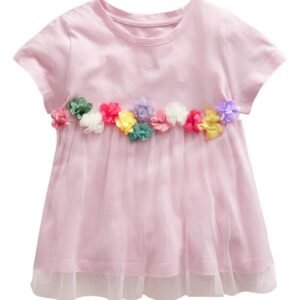 Mini Boden – Kids’ Floral Appliqué Tulle Cotton T-Shirt