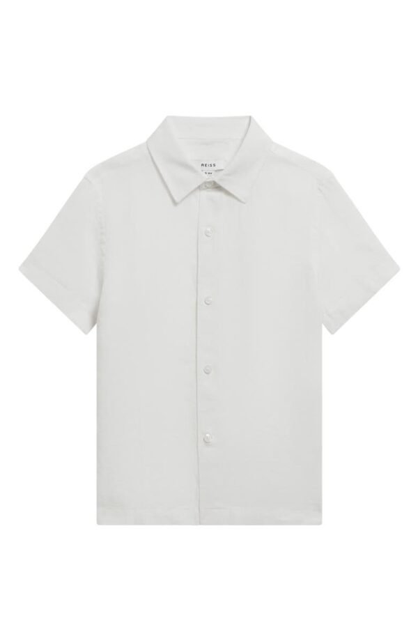 Reiss - Kids' Holiday Jr. Short Sleeve Linen Button-Up Shirt