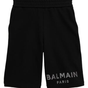 Balmain - Kids' Crystal Logo Sweat Shorts