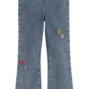 Peek Aren't You Curious - Kids' Floral Embroidered Pull-On Bootcut Knit Pants