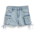 Tractr – Kids’ Side Tie Denim Cargo Shorts