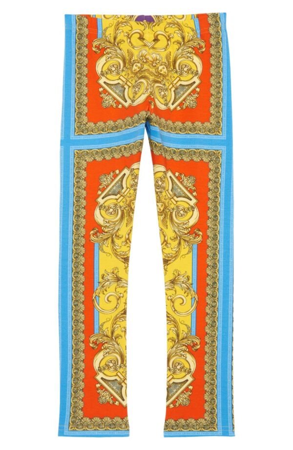Versace - Kids' Barocco Goddess Print Stretch Cotton Leggings