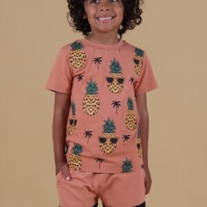 TINY TRIBE – Kids’ Pineapple Print Stretch Cotton T-Shirt