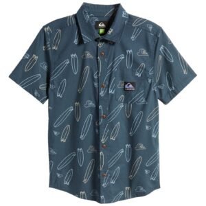 Quiksilver – Kids’ Where is My Board Short Sleeve Organic Cotton Button-Up Shirt