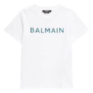 Balmain - Kids' Shiny Logo Appliqué T-Shirt