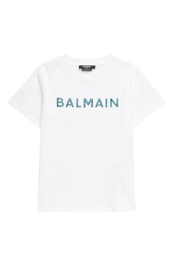 Balmain - Kids' Shiny Logo Appliqué T-Shirt
