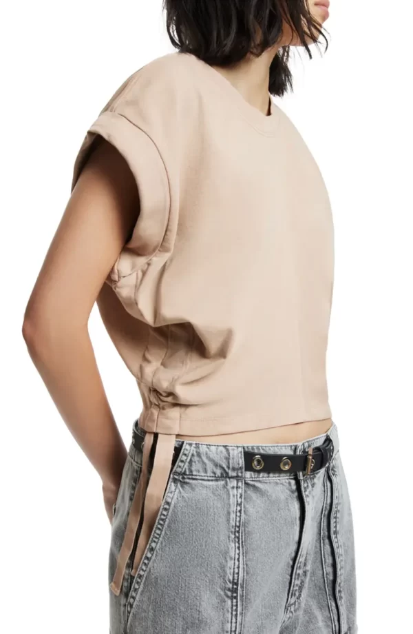 AllSaints - Mira Side Ruched Cotton Crop Top - Image 4