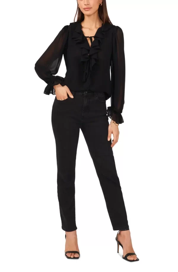 1.STATE - Ruffle Tie Neck Top - Image 4