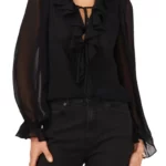 1.STATE – Ruffle Tie Neck Top