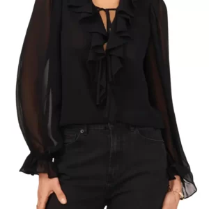 1.STATE - Ruffle Tie Neck Top