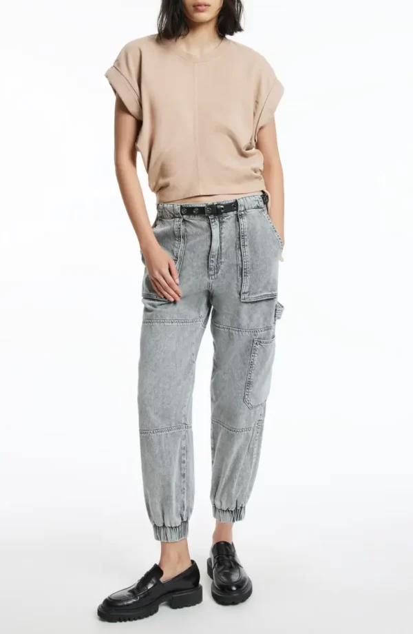 AllSaints - Mira Side Ruched Cotton Crop Top - Image 2