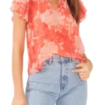 1.STATE – Floral Print Flutter Sleeve Top