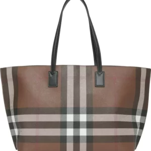 Burberry - Medium Check E-Canvas & Leather Tote