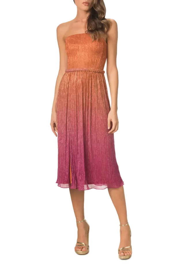 Dress the Population - Haldis Metallic Ombré Strapless Cocktail Dress